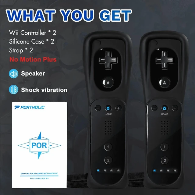 Alt view image 4 of 7 - PORTHOLIC Wii Remote Controller, 2 Packs Wii Wireless Controller Compatible with Nintend Wii Wii U Console Black