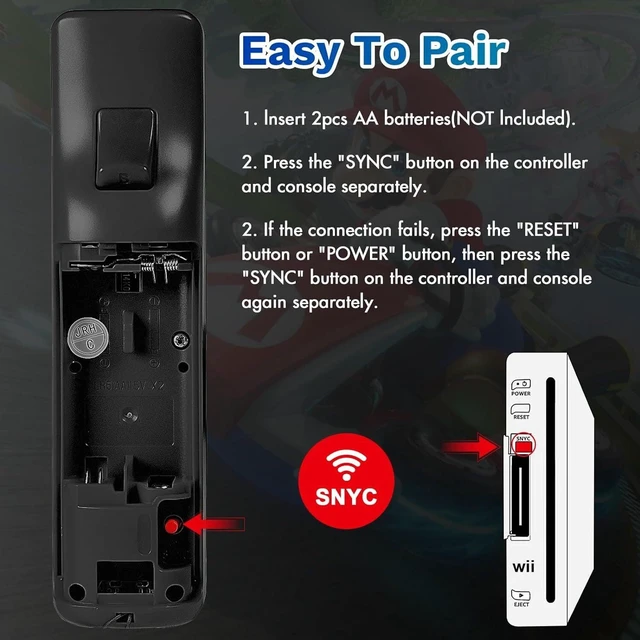 Alt view image 7 of 7 - PORTHOLIC Wii Remote Controller, 2 Packs Wii Wireless Controller Compatible with Nintend Wii Wii U Console Black