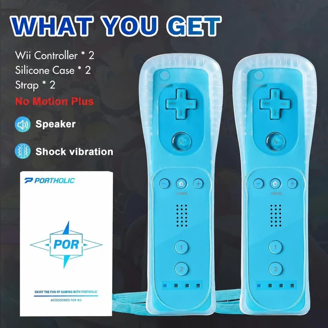 Alt view image 2 of 7 - PORTHOLIC Wii Remote Controller, 2 Packs Wii Wireless Controller Compatible with Nintend Wii Wii U Console Blue