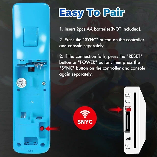 Alt view image 4 of 7 - PORTHOLIC Wii Remote Controller, 2 Packs Wii Wireless Controller Compatible with Nintend Wii Wii U Console Blue