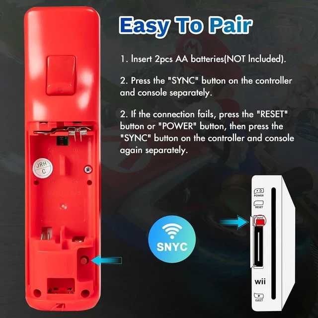 Alt view image 7 of 7 - PORTHOLIC Wii Remote Controller, 2 Packs Wii Wireless Controller Compatible with Nintend Wii Wii U Console