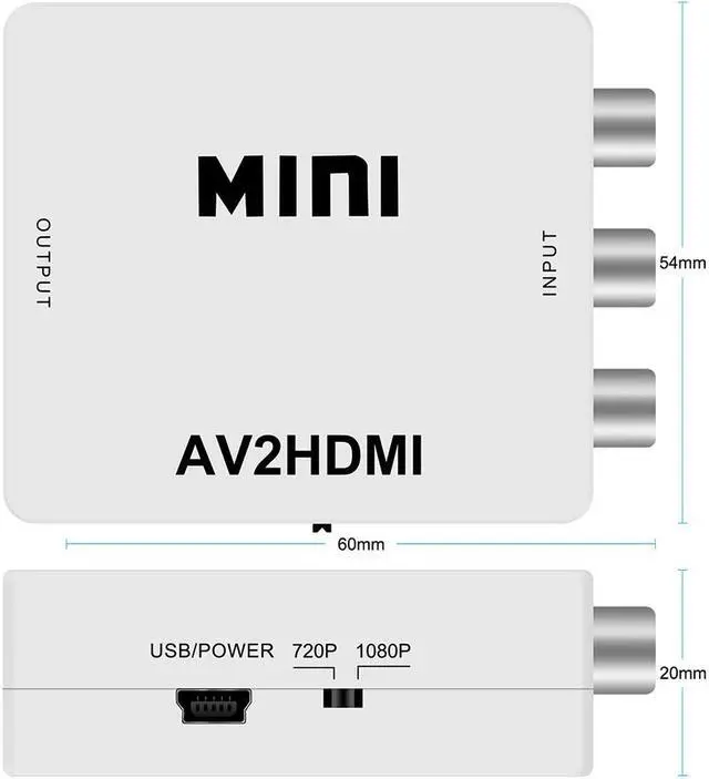 Alt view image 3 of 7 - RCA to HDMI,AV to HDMI converter,1080P mini RCA composite CVBS video to audio converter adapter,support PAL/NTSC,for TV/PC/PS3/STB/Xbox VHS/VCR/Blu-ray DVD player