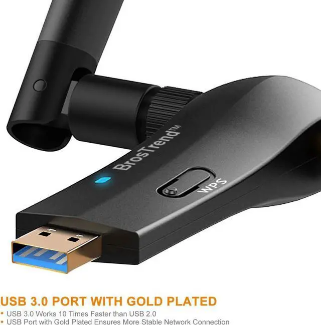 Alt view image 6 of 7 - 1200Mbps Long Range USB WiFi Adapter for PC Desktop Laptop of Windows 11/10/8.1/8/7, Wireless Adapter Dual Band 2.4GHz 300Mbps + 5GHz 867Mbps, 2X 5dBi High Gain Antennas, USB 3.0 Cradle