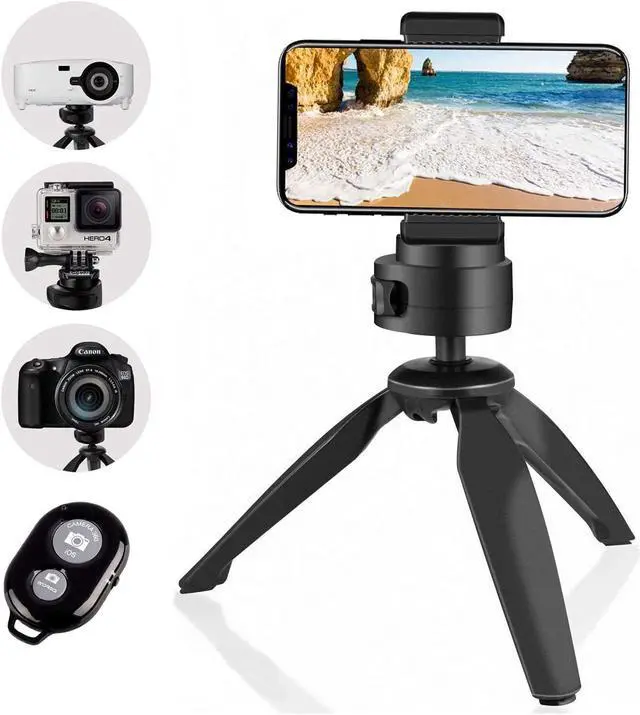 Main image of Heavy Duty Tripod, UBeesize Phone Camera Tabletop Mini Tripod Cell Phone Clip Holder, Compatible with iPhone, Smartphones, Gopro, Webcams, Compact Cameras DSLRs