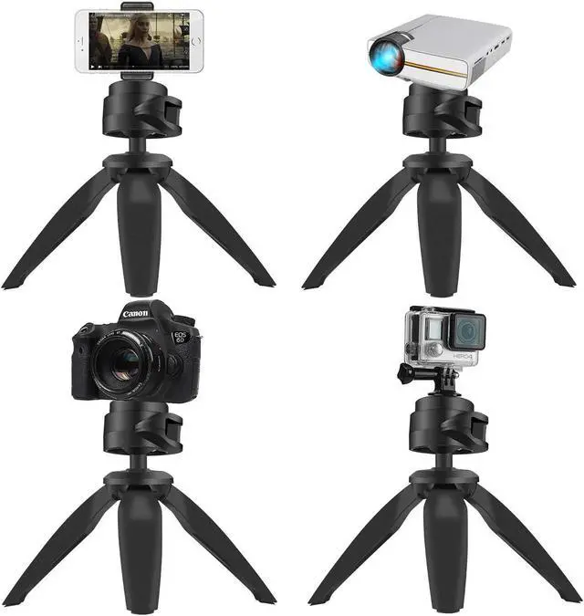 Alt view image 2 of 6 - Heavy Duty Tripod, UBeesize Phone Camera Tabletop Mini Tripod Cell Phone Clip Holder, Compatible with iPhone, Smartphones, Gopro, Webcams, Compact Cameras DSLRs