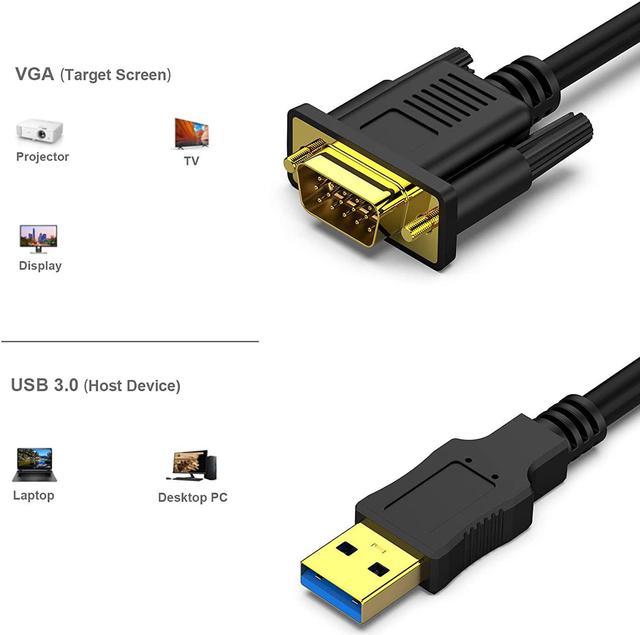 HDMI to VGA Cable, Gold-Plated Computer HDMI to VGA Monitor Cable Adapter 6  Feet Male to MaleCord for Computer, Desktop, Laptop, PC, Monitor