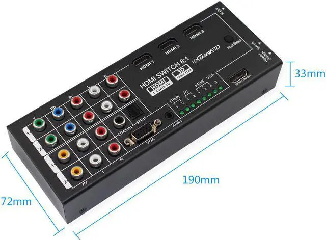 Alt view image 3 of 6 - Digital Multi-Functional HDMI Converter Adapter 2*YPBPR + 2*AV + 3*HDMI + 1*VGA + in 1*HDMI 1*SPDIF 1*COXIAL 1*AUDIO out
