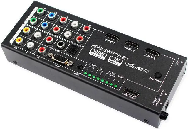 Alt view image 4 of 6 - Digital Multi-Functional HDMI Converter Adapter 2*YPBPR + 2*AV + 3*HDMI + 1*VGA + in 1*HDMI 1*SPDIF 1*COXIAL 1*AUDIO out