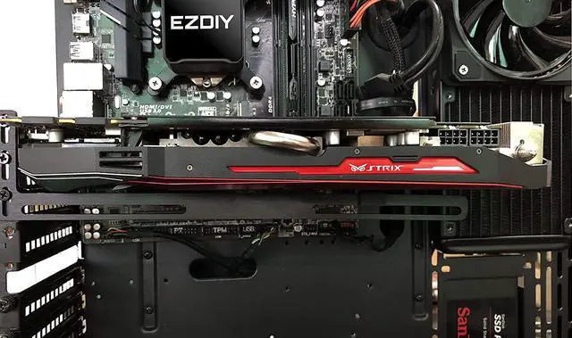 Alt view image 3 of 7 - Graphics Card GPU Brace Support Black Video Card Sag Holder/Holster Bracket, Anodized Aerospace Aluminum, Single or Dual Slot Cards