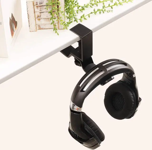 Alt view image 6 of 7 - Headset Hanger Dual Headphone Stand Under Desk, Universal PC Gaming Headset Stand, 360 Degree Rotating, Aluminum, Black