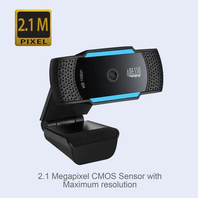 Alt view image 3 of 20 - Adesso CyberTrack H5 CyberTrack H5 1080p HD USB Auto Focus Webcam with Built-In Dual Microphone