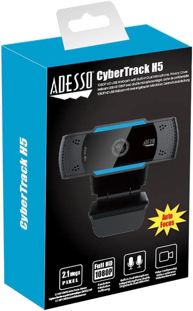 Alt view image 7 of 20 - Adesso CyberTrack H5 CyberTrack H5 1080p HD USB Auto Focus Webcam with Built-In Dual Microphone