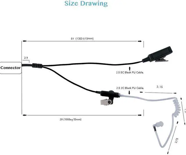 Alt view image 5 of 7 - 2 Wire Surveillance Kit Eeapiece Headset for Motorola MTP850 MOTOTRBO XPR6550 XPR7550 XPR7580 XPR7380 APX6000 APX4000 XPR7350 APX7000 XPR6350 Walkie Talkie 2 Way Radio