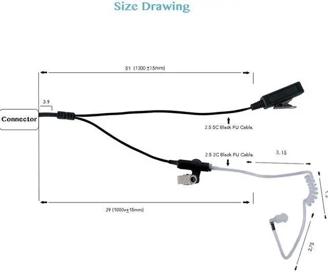 Alt view image 4 of 6 - TDYU 2 Wire Surveillance Kit Eeapiece Headset with PTT Mic for Motorola MTP850 XPR 6350 6550 7380 7350 7550 7580 APX 6000 4000 8000 7000 XiR-P8200 XiR-P8268 Walkie Talkie 2 Way Radio(10 pack)