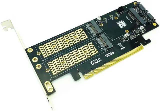 Alt view image 2 of 6 - 3 in 1 NGFF and mSATA SSD Adapter Card M.2 NVME to PCIe 16X/M.2 SATA SSD to SATA III/mSATA to SATA Converter+2 SATA Cable Raiser