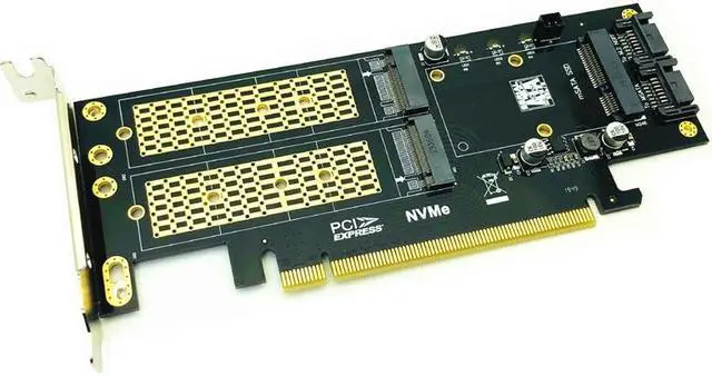 Alt view image 3 of 6 - 3 in 1 NGFF and mSATA SSD Adapter Card M.2 NVME to PCIe 16X/M.2 SATA SSD to SATA III/mSATA to SATA Converter+2 SATA Cable Raiser