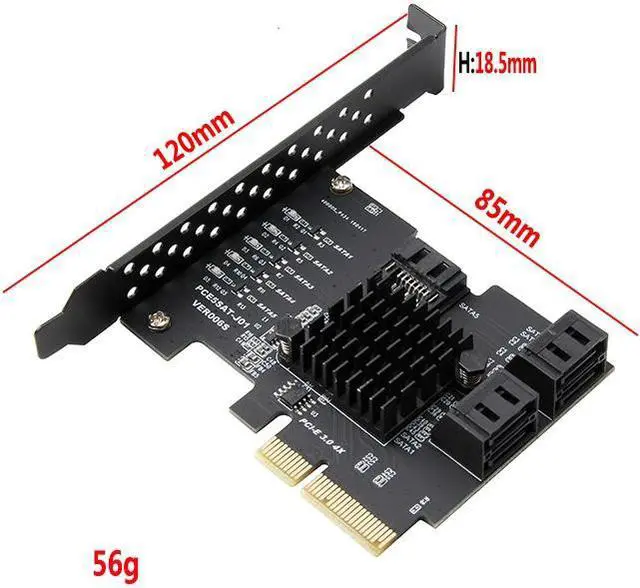 Alt view image 2 of 6 - Add On Card 5 Port SATA 3.0 Card PCIE SATA Controller PCI-E SATA Hub/Card PCIE to SATA3 Card HDD SSD PCI Express X4 Gen3 Adapter