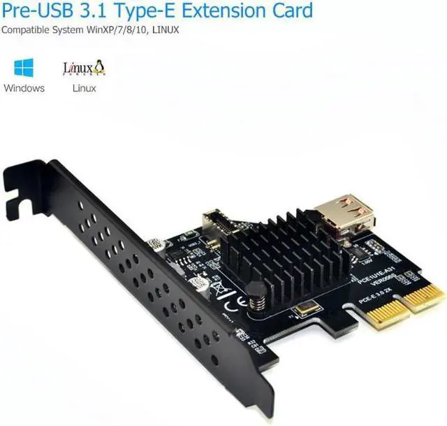 Alt view image 4 of 6 - ASM3142 chip 10Gbps USB3.1 Gen 2 Type-E 20 Pin Expansion Card USB 2.0 PCI Express 3.0 X2 Adapter for Desktop PC Computer DIY