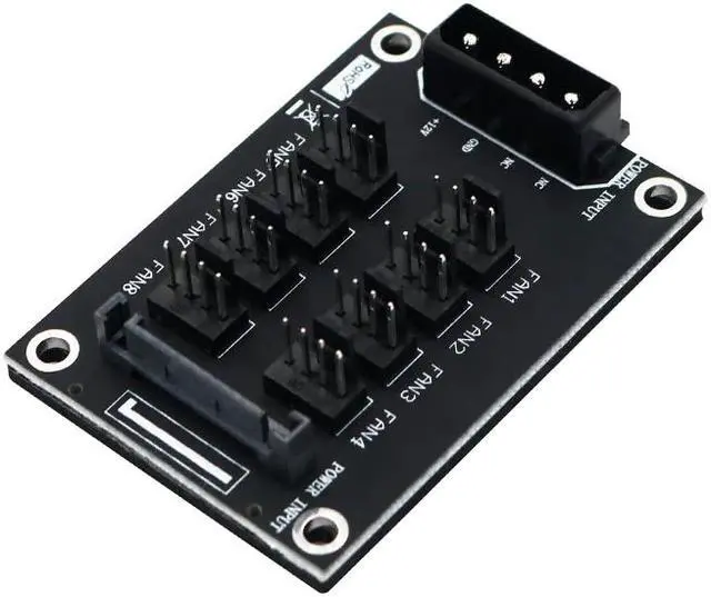 Alt view image 2 of 5 - Fan Hub Computer 12V Mini Fan Controller Molex 4Pin SATA 15Pin Power 8Port 4Pin Fan Splitter Hub for PC Desktop RGB CPU Fans Hub