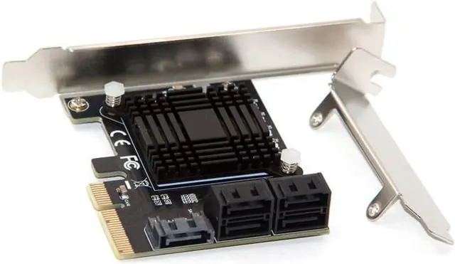 Alt view image 2 of 6 - JMB585 Chip 5 Port SATA 3.0 to PCIe Expansion Card 4X Gen 3 PCI Express SATA Adapter SATA 3 Converter with Heat Sink for HDD SSD