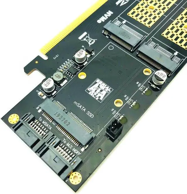 Alt view image 5 of 6 - 3 in 1 NGFF and mSATA SSD Adapter Card M.2 NVME to PCIe 16X/M.2 SATA SSD to SATA III/mSATA to SATA Converter+2 SATA Cable Raiser