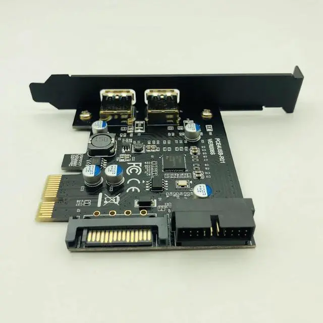 Alt view image 2 of 6 - Super Speed USB 3.0 PCI-E 2 Port PCI Express Expansion Card 19-Pin Power Connector for Desktops PC PCI Express USB 3.0 Cards