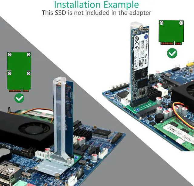 Alt view image 5 of 6 - M2 SSD Adapter M Key M.2 PCI-E NVME SSD to Mini PCI-E Card or B+M Key M.2 NGFF SATA-Bus SSD to mSATA Card Converter Adapter