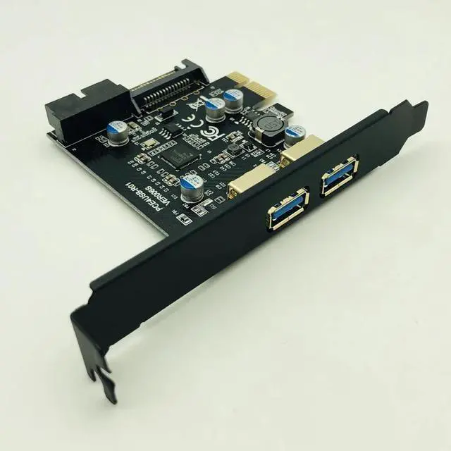 Alt view image 4 of 6 - Super Speed USB 3.0 PCI-E 2 Port PCI Express Expansion Card 19-Pin Power Connector for Desktops PC PCI Express USB 3.0 Cards