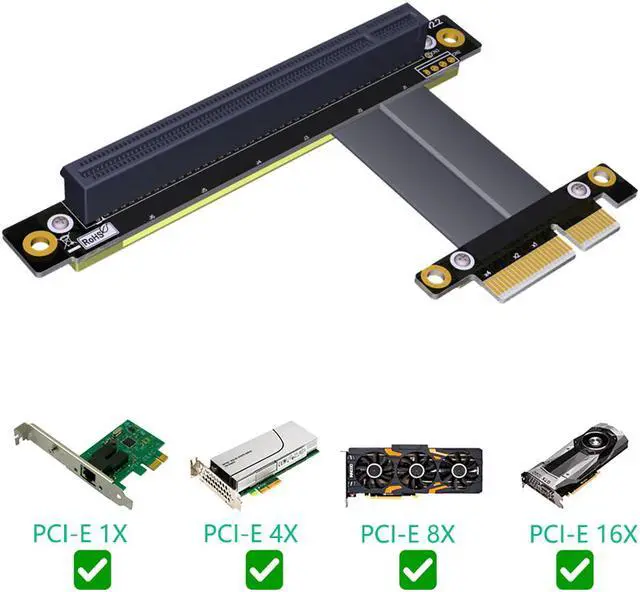 Alt view image 4 of 6 - PCI Express PCIE Riser Card PCI-E 4X to 16X Extension Cable PC Graphics Card PCI Express Connector Flexible Cable Extender Riser