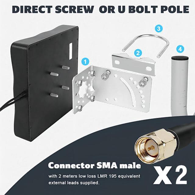 thumbnail image 2 of Maswell Cellular Antenna 600-8.0GHz 5G 4X4 MIMO Antenna 4G 3G LTE/WiFi6E/UWB Screw 2 of 9