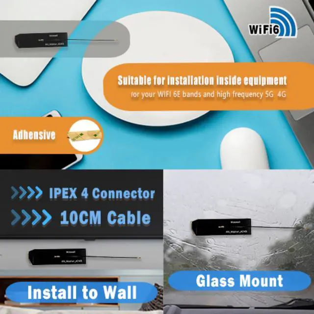 Alt view image 2 of 6 - Maswell WiFi internal antenna for WiFi 2.4GHz WiFi 5GHz WiFi 6 and WiFi 6E plus high frequency 5G and 4G LTE Built-in internal Broadband Antenna 1.4GHz-7.125GHz