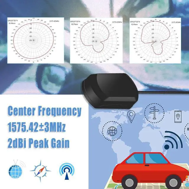 Alt view image 4 of 6 - MASWELL GPS Active Antenna fakra Connector Rectangular Shape Magnet Mount Fakra C Connector Signal Blue Antenna with Frenquency Group UHF (1GHz ~ 2GHz) Frequency Range 1575.42±3MHz