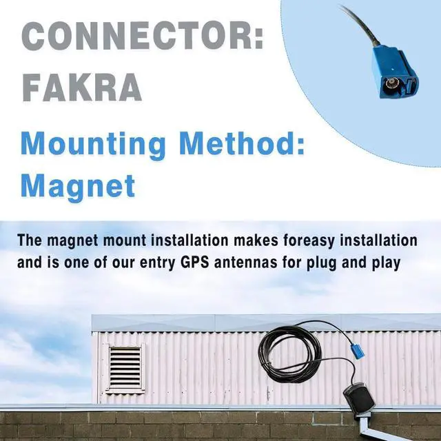 Alt view image 2 of 6 - MASWELL GPS Active Antenna fakra Connector Rectangular Shape Magnet Mount Fakra C Connector Signal Blue Antenna with Frenquency Group UHF (1GHz ~ 2GHz) Frequency Range 1575.42±3MHz