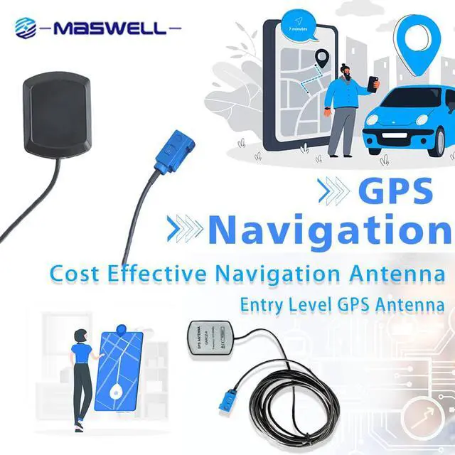 Alt view image 6 of 6 - MASWELL GPS Active Antenna fakra Connector Rectangular Shape Magnet Mount Fakra C Connector Signal Blue Antenna with Frenquency Group UHF (1GHz ~ 2GHz) Frequency Range 1575.42±3MHz