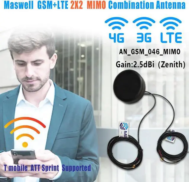 Alt view image 7 of 7 - GSM+LTE MIMO Combination Antenna Screw Mount