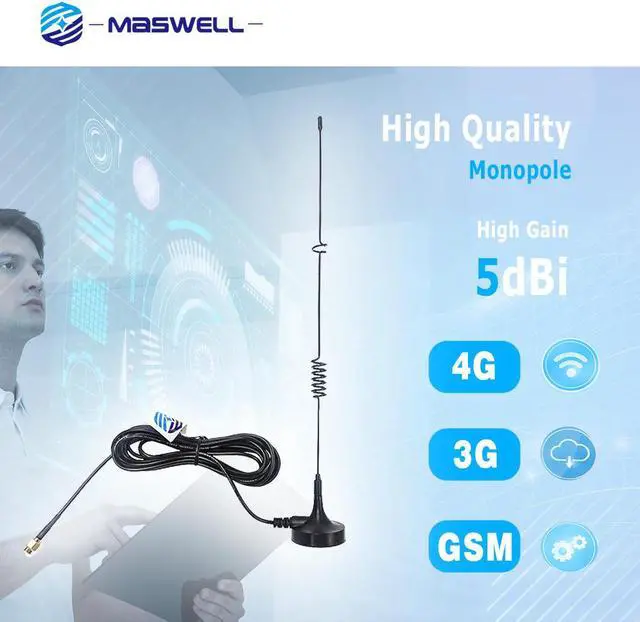 Alt view image 5 of 6 - MASWELL 4G LTE/3G/GSM Antenna 900/1800/2100 MH 5dBi monopole 4G Cellular Antenna