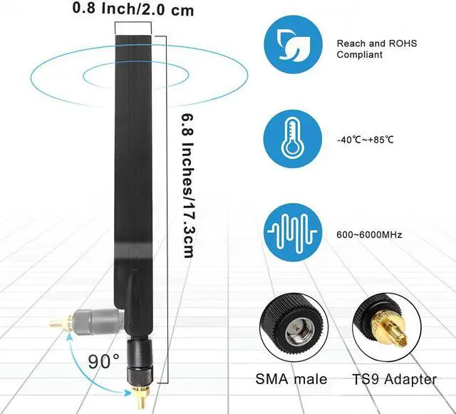 Alt view image 7 of 7 - Maswell 5G Monopole Cellluar Antenna 600~6000MHz Lora 4G LTE Antenna Helium Antenna for 5G 4G LTE 3G WiFi 6 Helium and LORA TS9