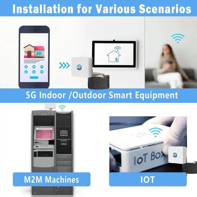Alt view image 7 of 7 - Maswell Cellular Antenna 700MHz-6000Mhz 5G 4G WiFi6 Screw And 3M Adhesive Mount UV Stabilized IP67