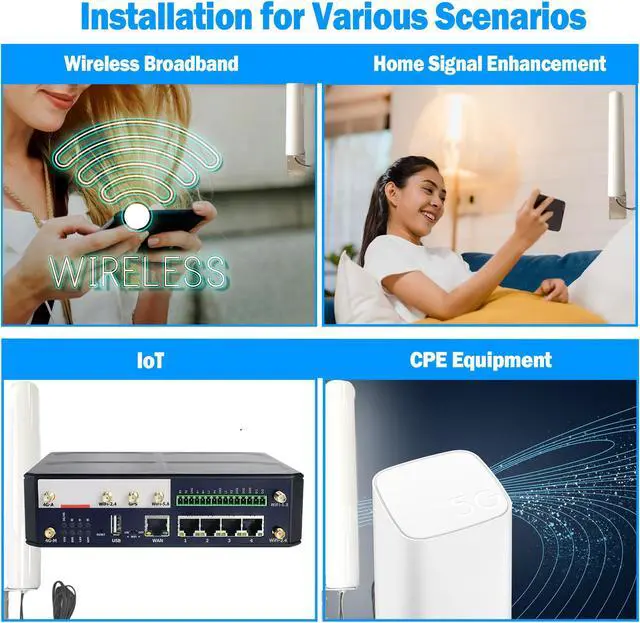 Alt view image 7 of 7 - MASWELL Cellular Antenna 5G LTE MIMO Antenna 4G 3G and GSM Screw Mount High Gain Cylinder Antenna 700-6000MHz SMA Male TS9 4G Main and AUX