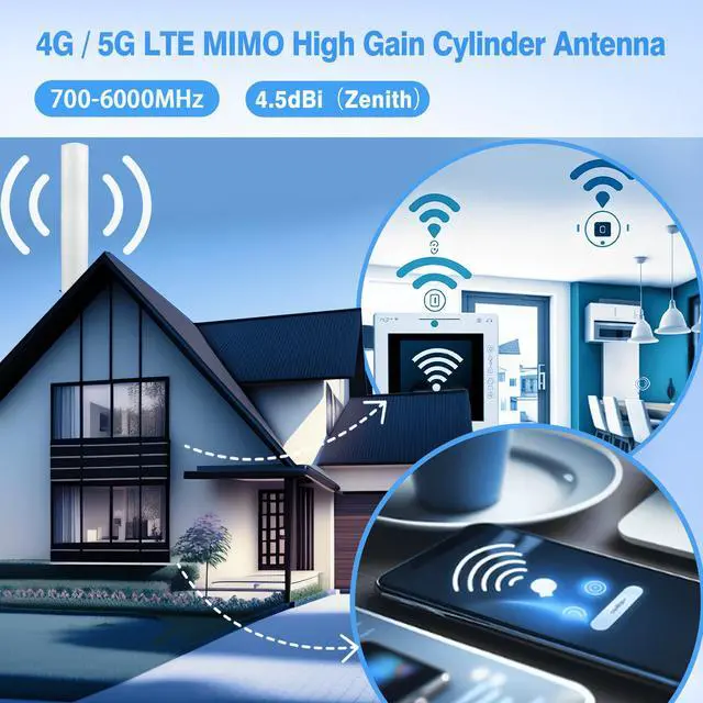 Alt view image 5 of 7 - MASWELL Cellular Antenna 5G LTE MIMO Antenna 4G 3G and GSM Screw Mount High Gain Cylinder Antenna 700-6000MHz SMA Male TS9 4G Main and AUX