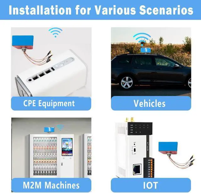 Alt view image 7 of 7 - Maswell 4X4 5G MIMO Antenna 2X2 WiFi 7 Screw and Adhesive Mount 700-6000MHz