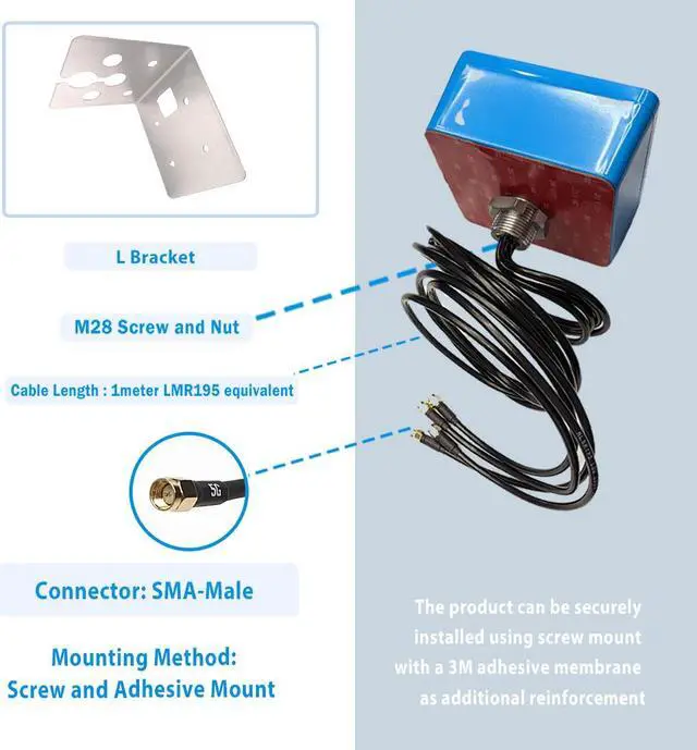 Alt view image 4 of 7 - Maswell 4X4 5G MIMO Antenna Screw and Adhesive Mount L Bracket Mount Version
