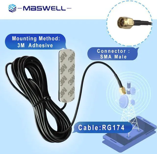 Alt view image 4 of 6 - MASWELL 4G LTE/3G/GSM Antenna 800MHz-2500MHz Short Patch 4G Cellular Antenna