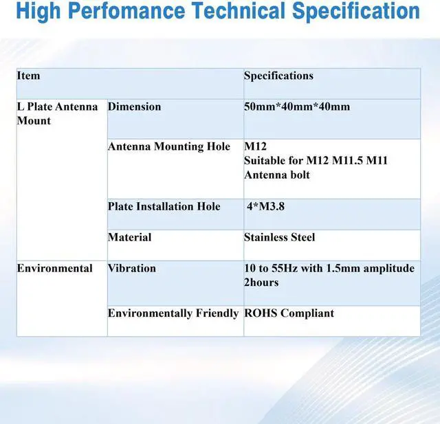 Alt view image 2 of 6 - Maswell L Bracket Antenna Mount Stainless Steel Bracket M12 spirally mounts for Cellular Trucker Tail Camera Antenna Outdoor Waterproof