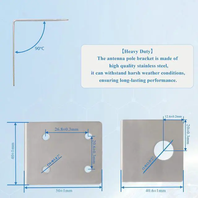 Alt view image 3 of 6 - Maswell L Bracket Antenna Mount Stainless Steel Bracket M12 spirally mounts for Cellular Trucker Tail Camera Antenna Outdoor Waterproof