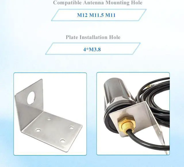 Alt view image 5 of 6 - Maswell L Bracket Antenna Mount Stainless Steel Bracket M12 spirally mounts for Cellular Trucker Tail Camera Antenna Outdoor Waterproof