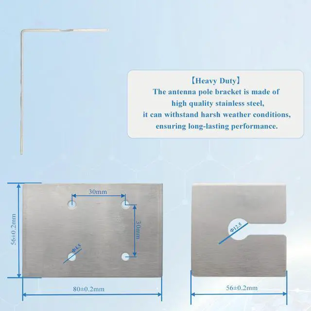 Alt view image 3 of 6 - Maswell L Bracket Antenna Mount, Stainless Steel Clamp Car Ham Radio Antenna Mount, for Vehicle-Mounted Radio Antenna