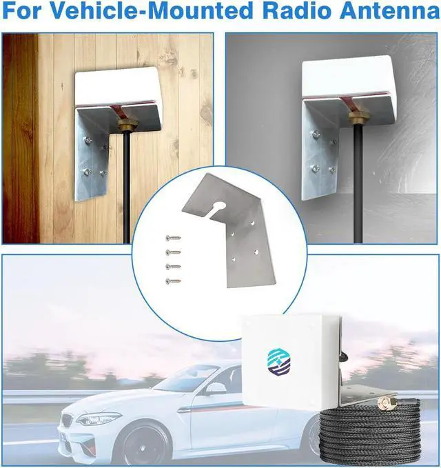 Alt view image 6 of 6 - Maswell L Bracket Antenna Mount, Stainless Steel Clamp Car Ham Radio Antenna Mount, for Vehicle-Mounted Radio Antenna