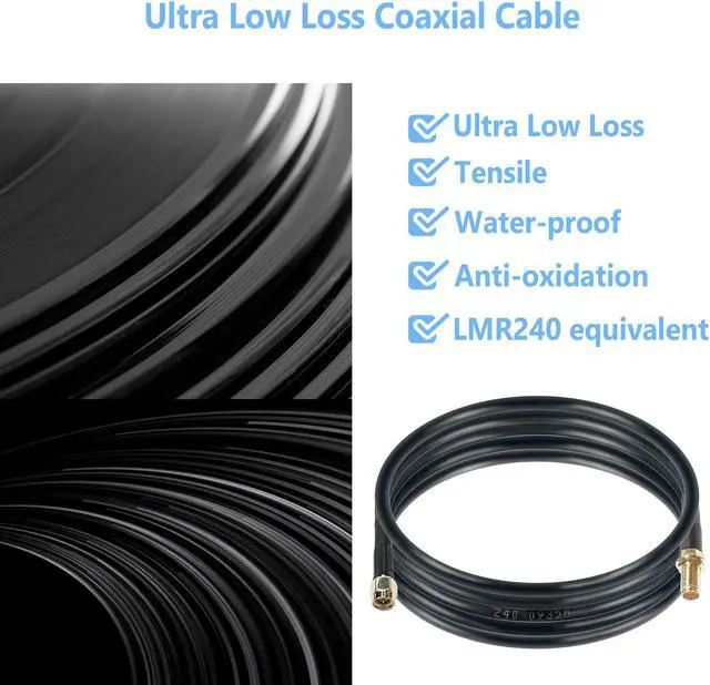 Alt view image 3 of 7 - Maswell LMR240 Equivalent 2m SMA Male to SMA Female Coax Extension Cable, 50 Ohm Low Loss Coax Coaxial Cable with SMA Connectors for 5G 4G 3G LTE WiFi RF ADS-B Radio Ham Cellular Extension Cable
