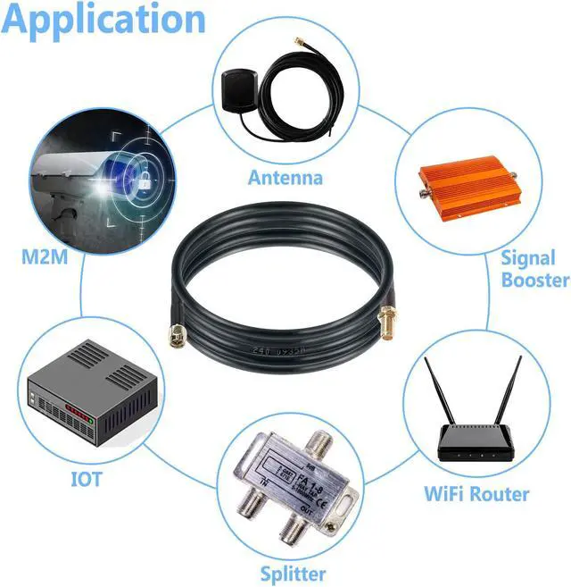Alt view image 6 of 7 - Maswell LMR240 Equivalent 2m SMA Male to SMA Female Coax Extension Cable, 50 Ohm Low Loss Coax Coaxial Cable with SMA Connectors for 5G 4G 3G LTE WiFi RF ADS-B Radio Ham Cellular Extension Cable